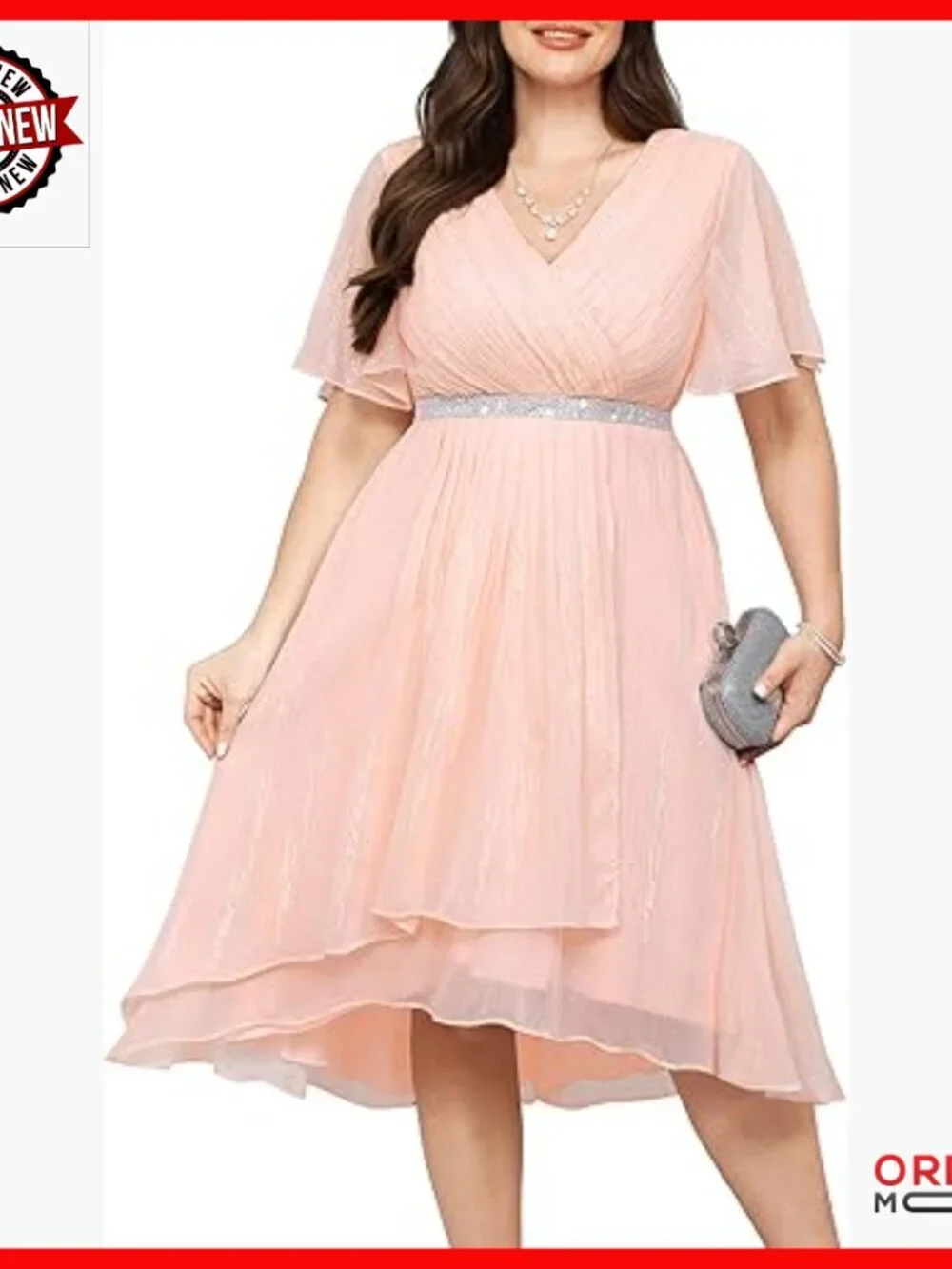 Plus Size Formal Cocktail Dress High Low Pleated Wrap V Neck